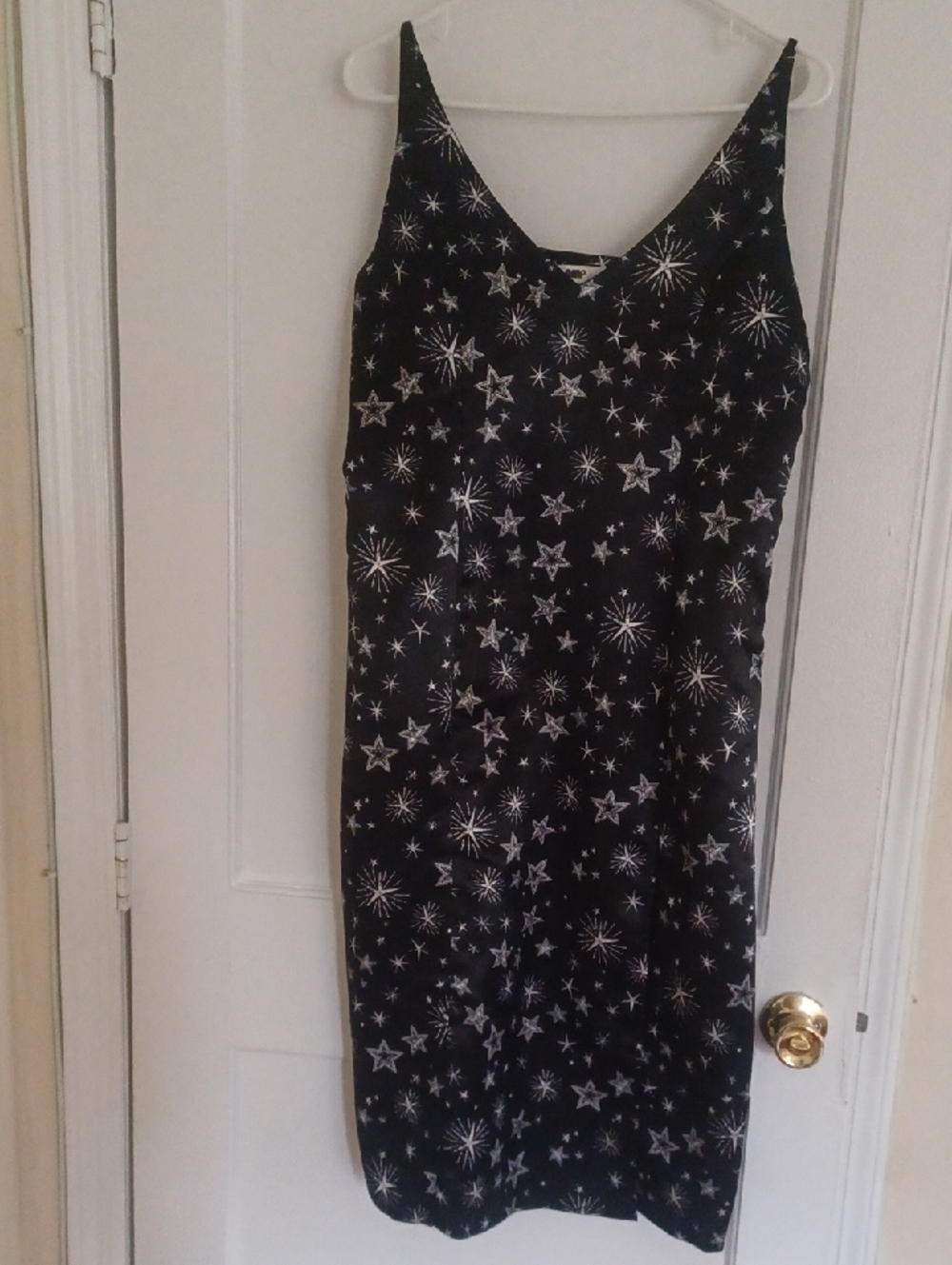 Black Star Print Slip Dress